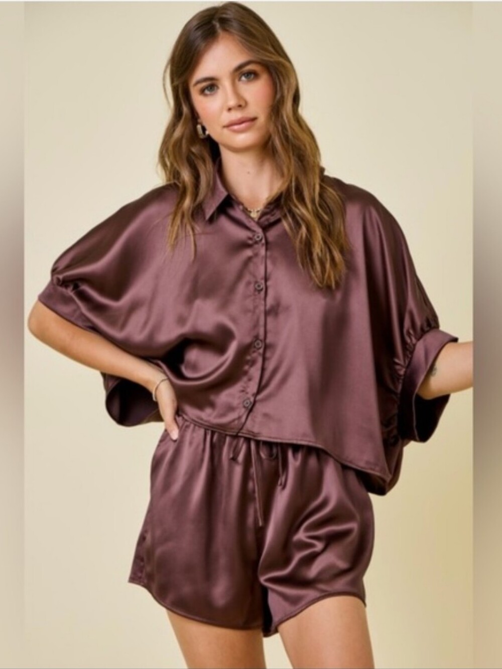 NWT Day + Moon Chocolate Brown Pj Shorts Set Size L